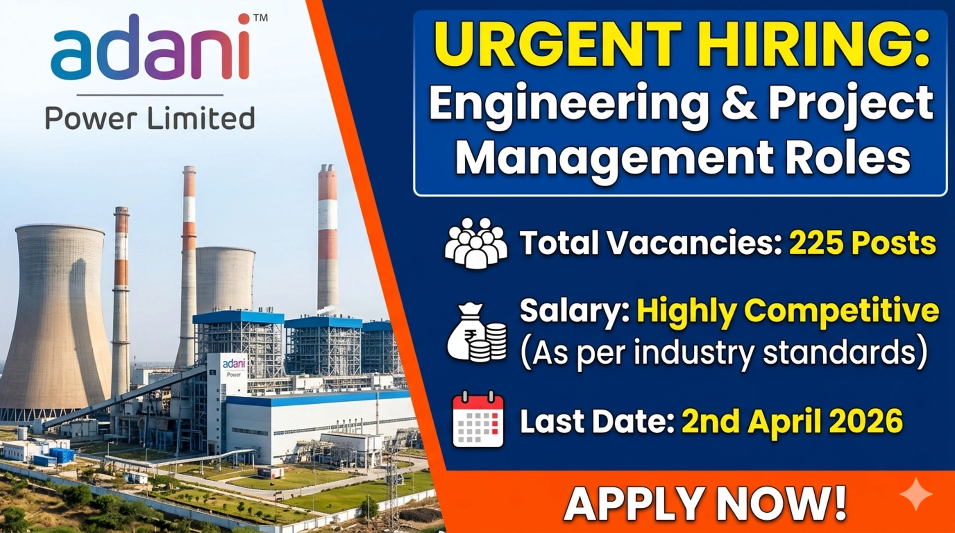 Adani Power Recruitment 2026 225 Engineering & Project Vacancies
