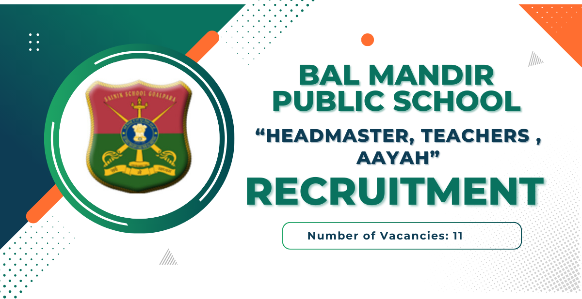 Bal Mandir Public School Rajapara Recruitment 2026